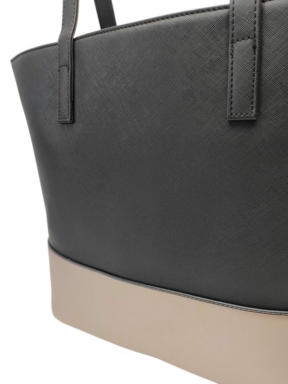 Slušivá dvoubarevná kabelka přes rameno Tapple, H17419, černozlatá, detail kabelky přes rameno