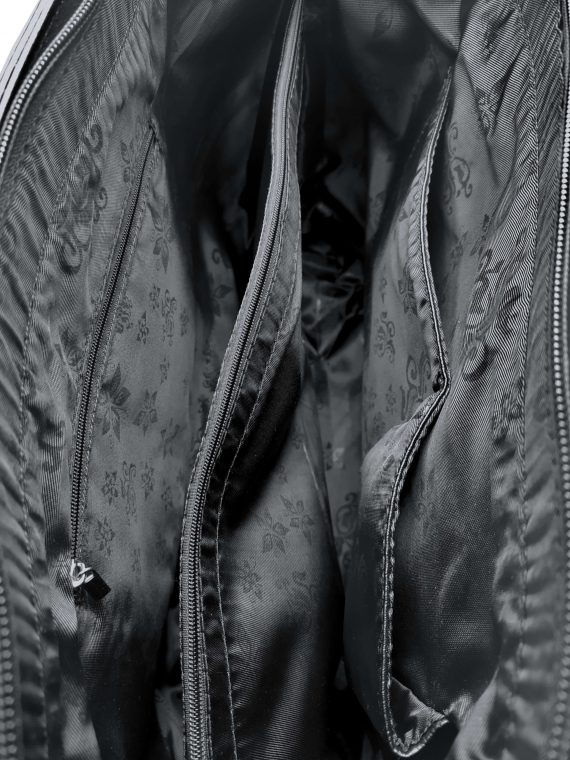 Velká dámská kabelka se stylovým vzorem, Sara Moda, 6124, černá, vnitřní uspořádání kabelky do ruky
