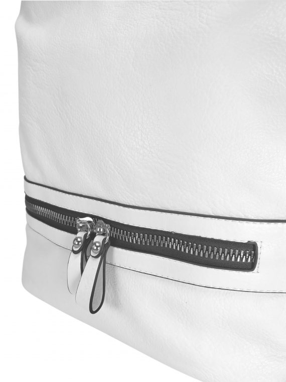 Velký dámský kabelko-batoh 2v1 z eko kůže, Tapple, H20805, bílý, detail kabelko-batohu 2v1