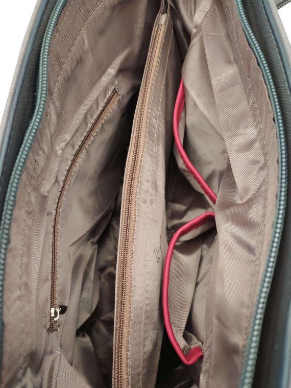 Slušivá dvoubarevná kabelka přes rameno Tapple, H17419, středně šedá, vnitřní uspořádání kabelky přes rameno