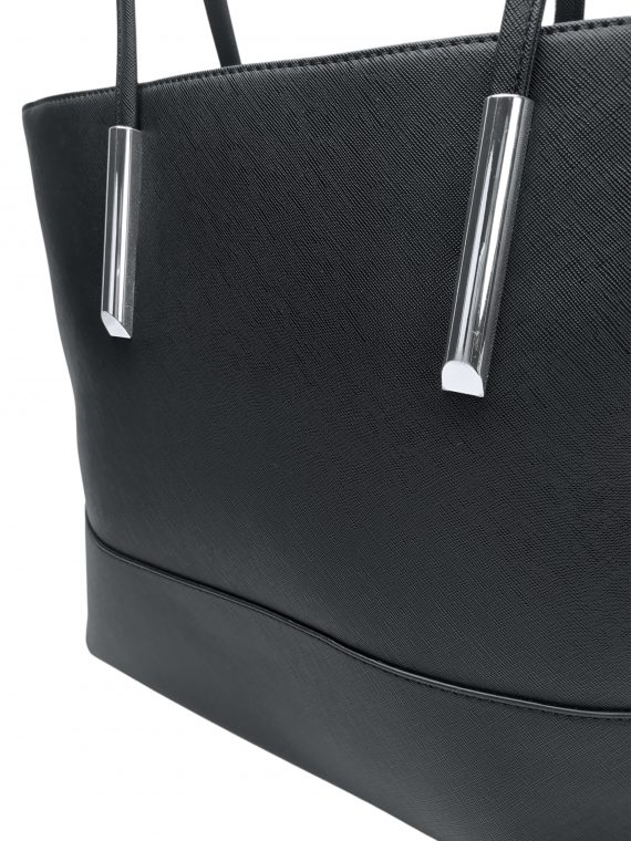 Stylová kabelka přes rameno z eko kůže, Tapple, H17419N, černá, detail kabelky přes rameno