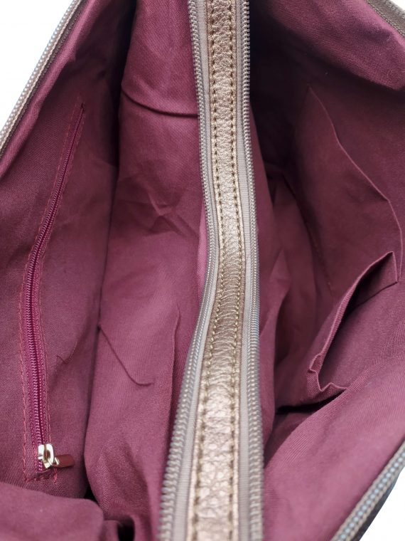 Velký kabelko-batoh 2v1 s praktickou kapsou, Int. Company, H23, bronzový, vnitřní uspořádání kabelko-batohu