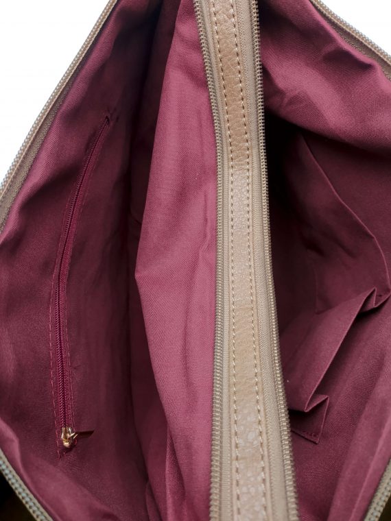 Velký kabelko-batoh 2v1 s praktickou kapsou, Int. Company, H23, hnědošedý, vnitřní uspořádání kabelko-batohu