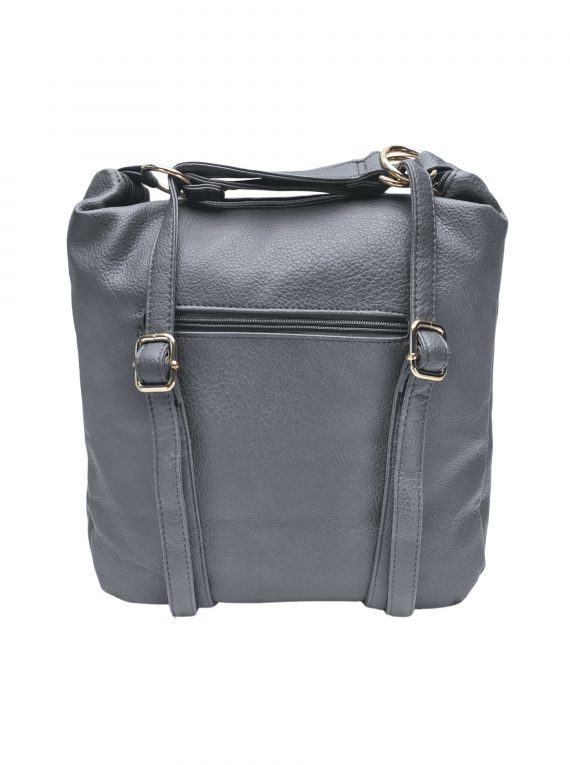 Velký kabelko-batoh 2v1 s praktickou kapsou, Int. Company, H23, středně šedý, zadní strana kabelko-batohu s popruhy