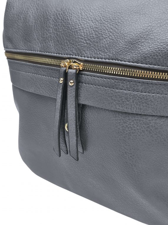 Velký kabelko-batoh 2v1 s praktickou kapsou, Int. Company, H23, středně šedý, detail kabelko-batohu