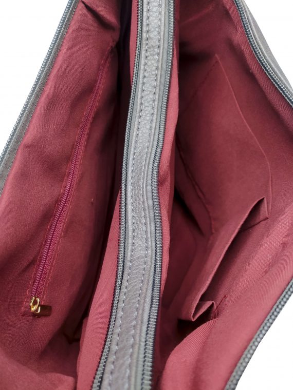 Velký kabelko-batoh 2v1 s praktickou kapsou, Int. Company, H23, středně šedý, vnitřní uspořádání kabelko-batohu