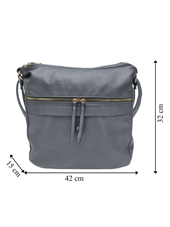 Velký kabelko-batoh 2v1 s praktickou kapsou, Int. Company, H23, středně šedý, přední strana kabelko-batohu s rozměry