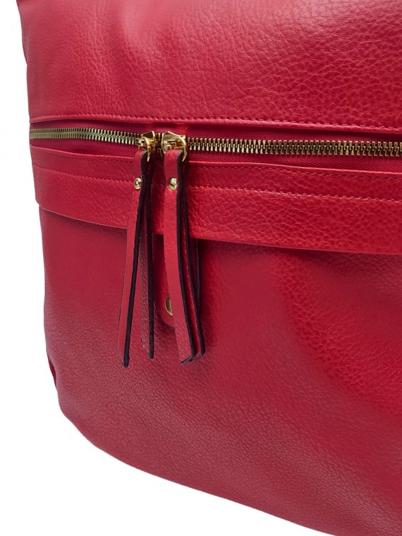 Velký kabelko-batoh 2v1 s praktickou kapsou, Int. Company, H23, tmavě červený, detail kabelko-batohu