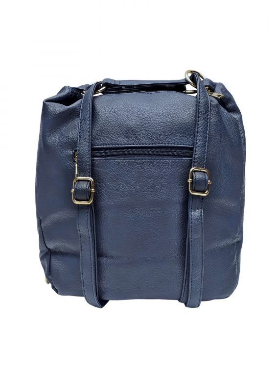 Velký kabelko-batoh 2v1 s praktickou kapsou, Int. Company, H23, tmavě modrý, zadní strana kabelko-batohu s popruhy