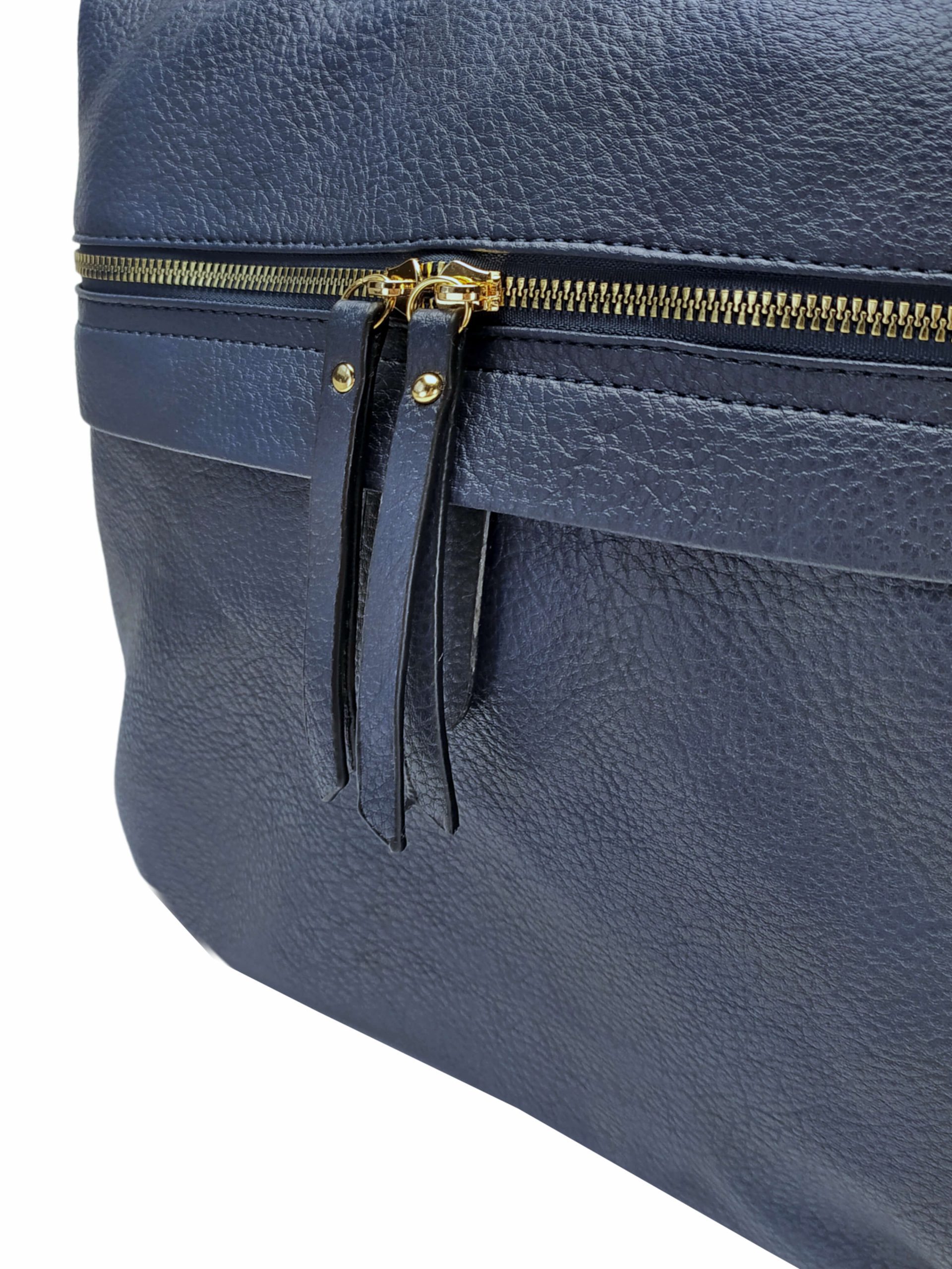Velký tmavě modrý kabelko-batoh 2v1 s kapsou, Int. Company, H23, detail kabelko-batohu