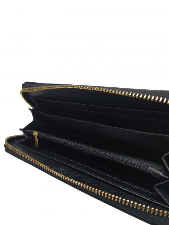 Moderní černá dámská peněženka odolná poškrábání, Gamaya, 6307, vnitřní uspořádání dámské peněženky