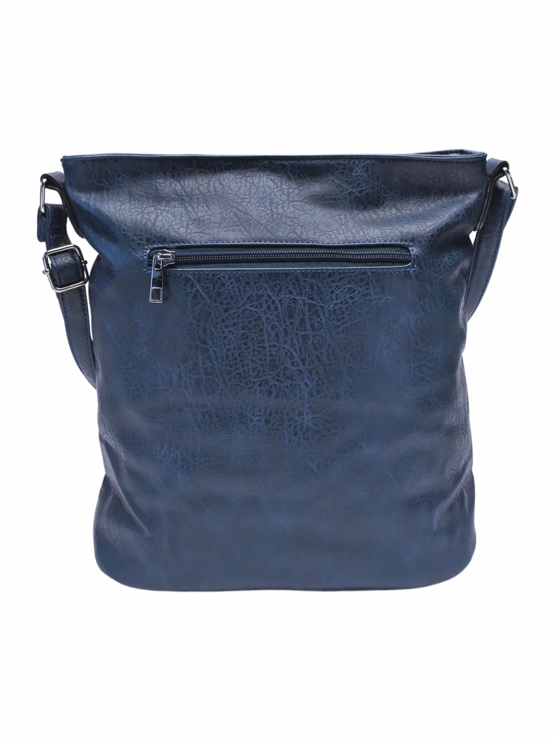 Moderní tmavě modrá crossbody kabelka s kapsami, Rosy Bag, NH8135, zadní strana crossbody kabelky
