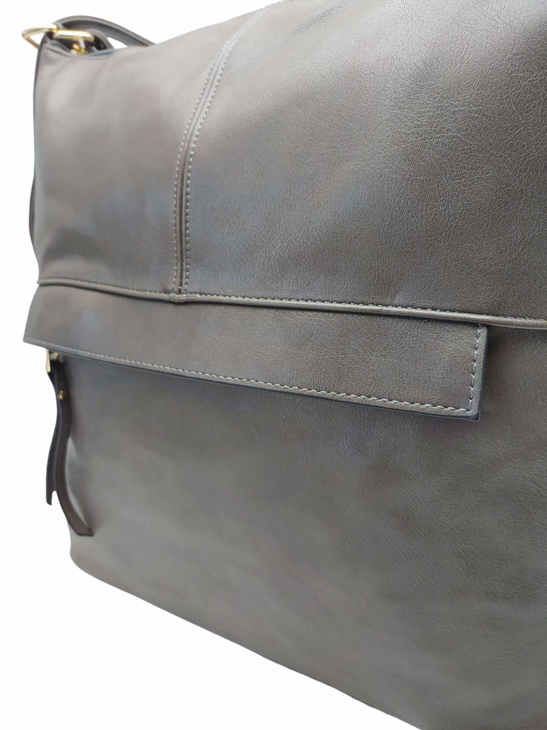 Prostorný šedohnědý kabelko-batoh 2v1 s přední kapsou, Caely, Q3071, detail kabelko-batohu 2v1