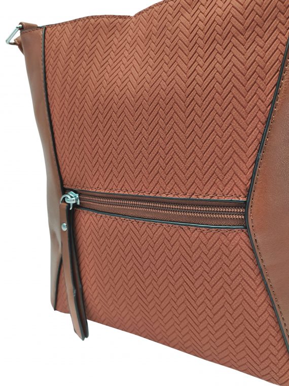 Stylová středně hnědá crossbody kabelka se slušivým vzorem, Rosy Bag, NH8139, detail crossbody kabelky