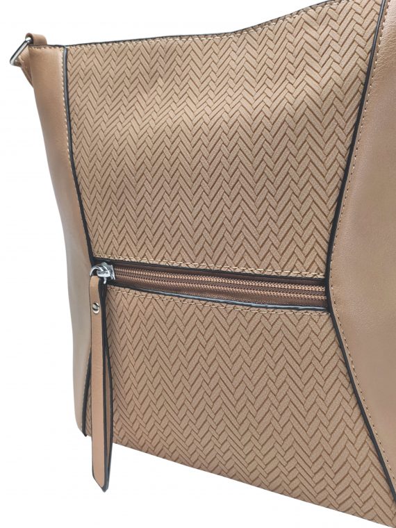 Stylová světle hnědá crossbody kabelka se slušivým vzorem, Rosy Bag, NH8139, detail crossbody kabelky