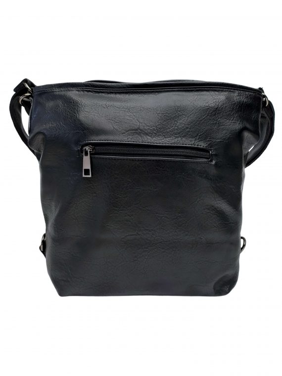 Stylový černý dámský kabelko-batoh 2v1 s kapsou, Elysse, ZXJ796, zadní strana kabelko-batohu 2v1