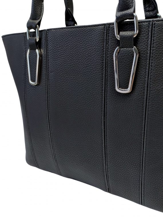 Velká černá dámská kabelka přes rameno, Caely, Q201619, detail kabelky přes rameno
