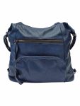 Velký tmavě modrý kabelko-batoh 2v1 s praktickými kapsami