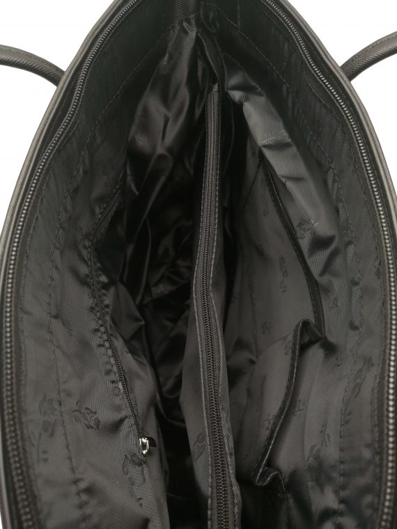 Černá moderní kabelka přes rameno, Tapple, H17429S, vnitřní uspořádání kabelky přes rameno