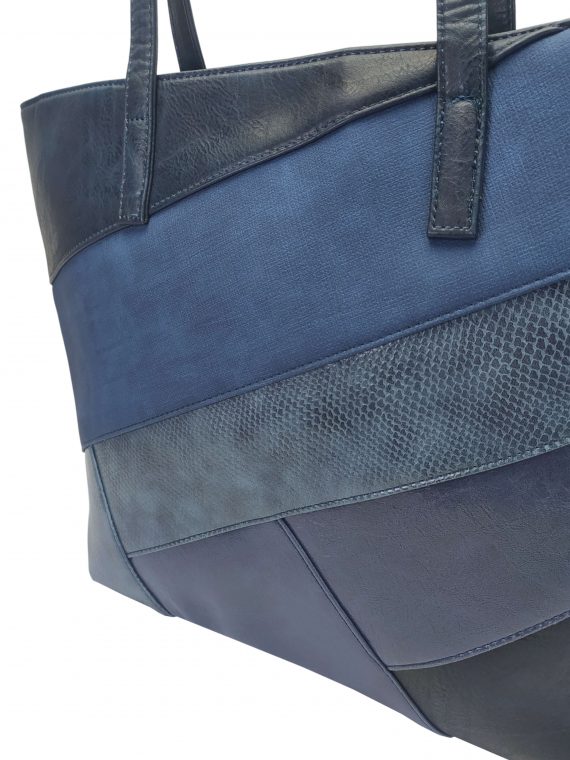 Tmavě modrá kabelka přes rameno s šikmými vzory, Tapple, H190030, detail kabelky přes rameno