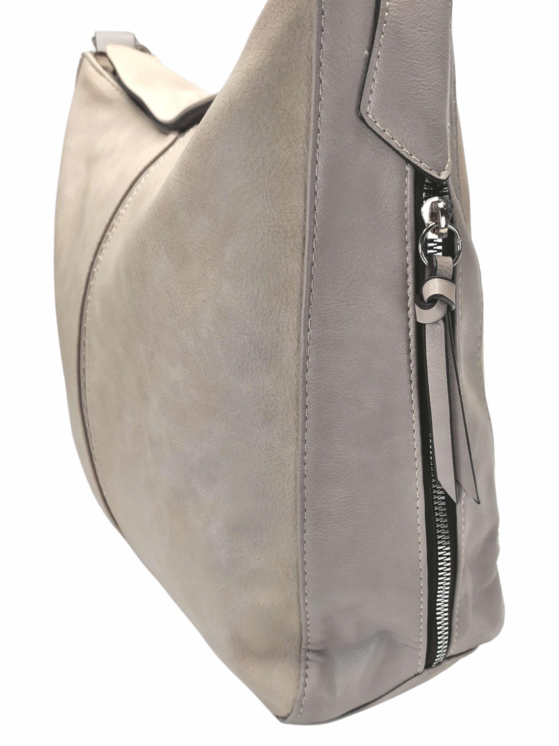 Velká béžová crossbody kabelka s bočními kapsami, Tapple, H18037, boční strana crossbody kabelky s kapsou