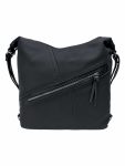 Velký černý kabelko-batoh s šikmou kapsou