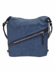 Velký středně modrý kabelko-batoh s šikmou kapsou