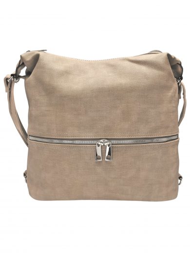 Velký světle hnědý kabelko-batoh 2v1 s praktickou kapsou, Tapple, H190010N, přední strana kabelko-batohu 2v1