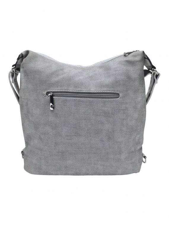 Velký světle šedý kabelko-batoh 2v1 s praktickou kapsou, Tapple, H190010N, zadní strana kabelko-batohu 2v1