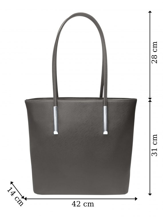 Tmavě šedá moderní kabelka přes rameno, Tapple, H17429S, přední strana kabelky přes rameno s rozměry