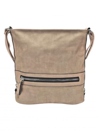 Velká světle hnědá kabelka a batoh 2v1 s texturou, Tapple, H20805N, přední strana kabelky a batohu 2v1