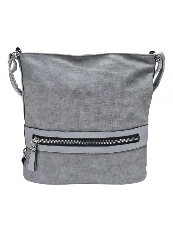 Velká světle šedá kabelka a batoh 2v1 s texturou, Tapple, H20805N, přední strana kabelky a batohu 2v1