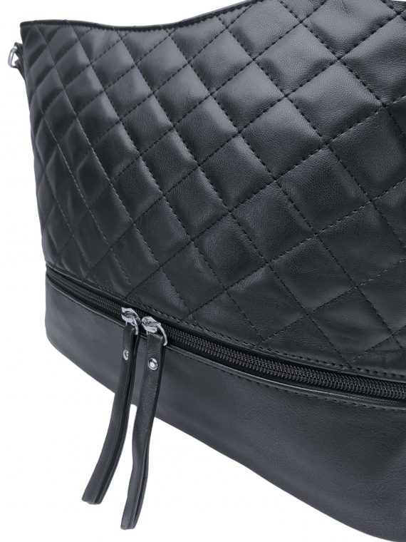 Černá crossbody kabelka s koso vzorem, Rosy Bag, NH8145, detail dámské crossbody kabelky