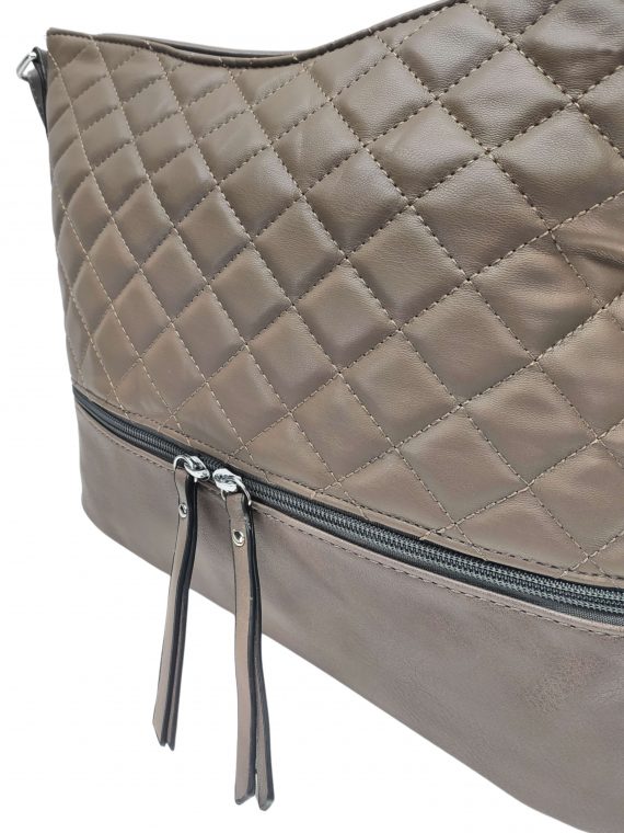 Šedohnědá crossbody kabelka s koso vzorem, Rosy Bag, NH8145, detail dámské crossbody kabelky