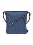Střední středně modrý kabelko-batoh 2v1 s šikmým zipem