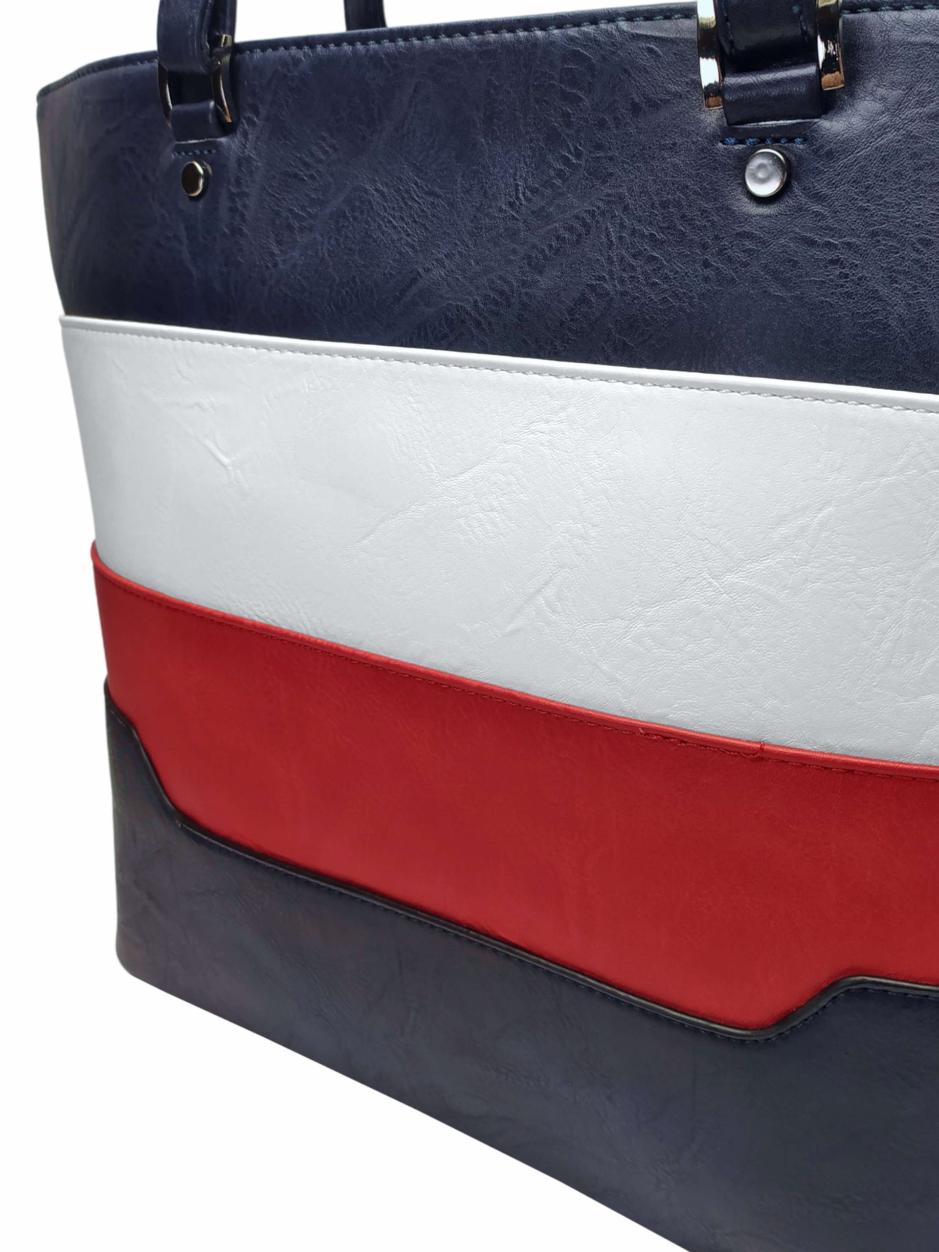 Modro-bílo-červená dámská kabelka přes rameno, Tapple, H19049-1, detail dámské kabelky přes rameno