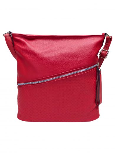 Tmavě červená crossbody kabelka s šikmou kapsou, Tapple, H18001, přední strana crossbody kabelky