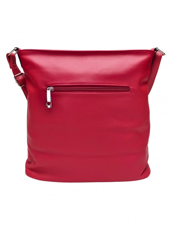 Tmavě červená crossbody kabelka s šikmou kapsou, Tapple, H18001, zadní strana crossbody kabelky