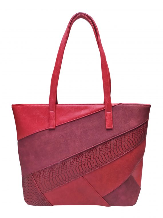 Tmavě červená kabelka přes rameno s šikmými vzory, Tapple, H190030, přední strana kabelky přes rameno