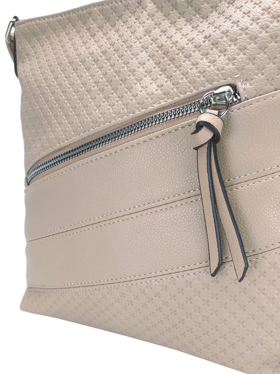 Béžová crossbody kabelka s praktickou kapsou, Tapple, H21008, detail crossbody kabelky