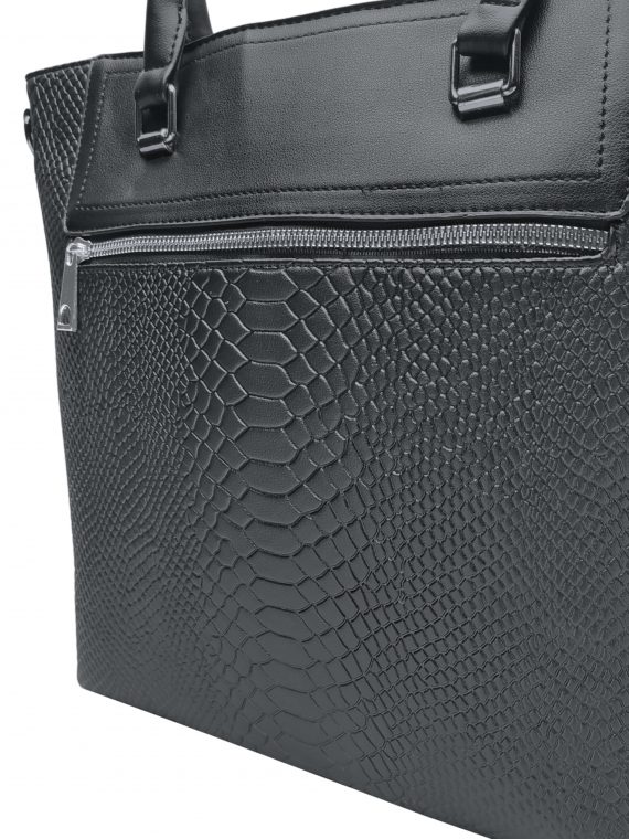 Černá kabelka do ruky se vzorem hadí kůže, Tapple, H190014N, detail kabelky do ruky