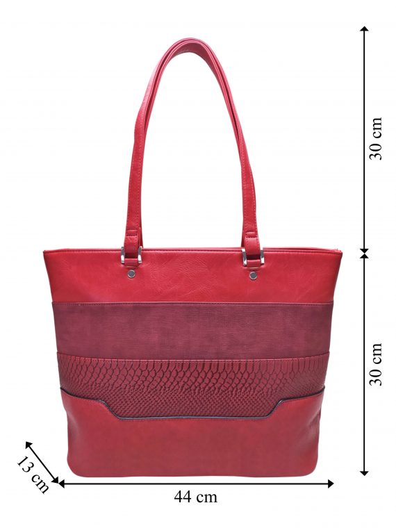 Tmavě červená dámská kabelka přes rameno, Tapple, H190049, přední strana kabelky přes rameno s rozměry