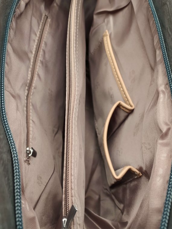 Tmavě šedá dámská kabelka přes rameno se vzory, Tapple, H17224, vnitřní uspořádání kabelky přes rameno
