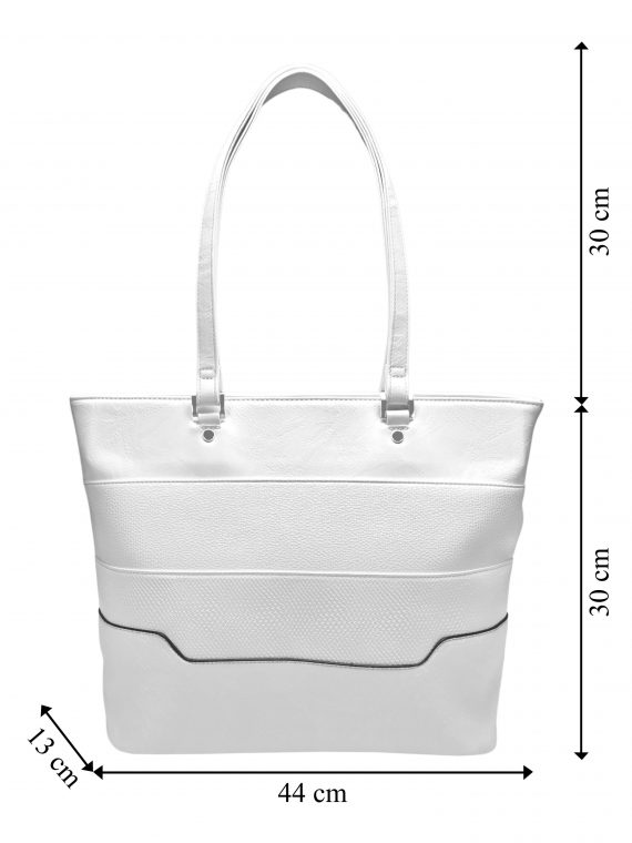 Bílá dámská kabelka přes rameno, Tapple, H190049, přední strana kabelky přes rameno s rozměry