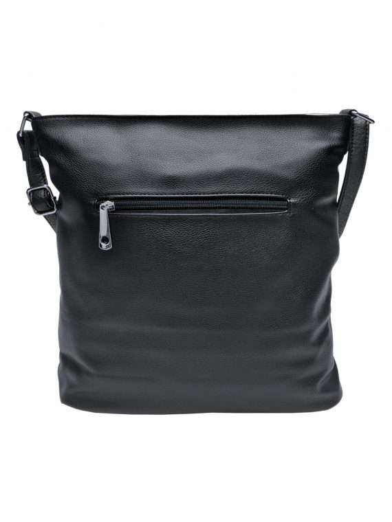 Černá crossbody kabelka s šikmými kapsami, Tapple, H18007, zadní strana crossbody kabelky