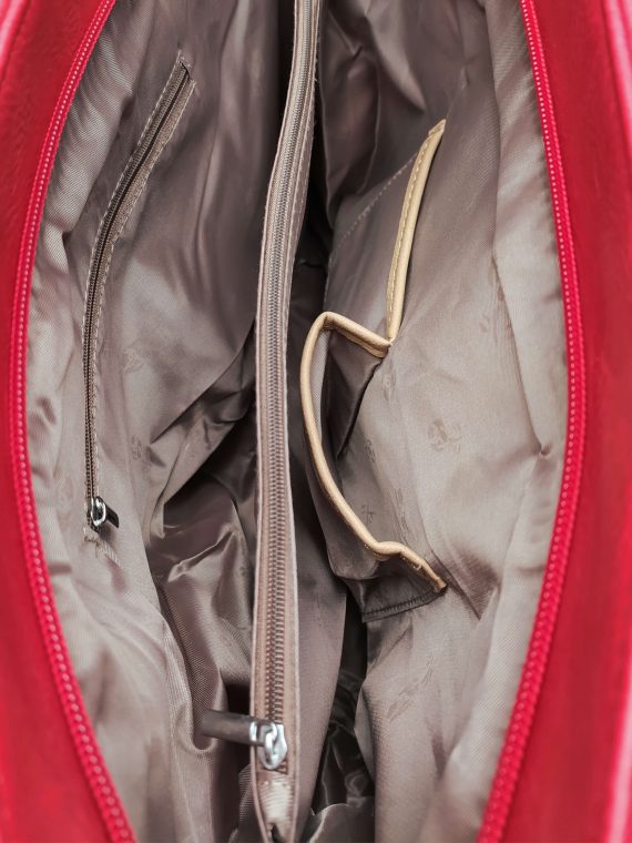 Vínová / bordó kabelka přes rameno s šikmou kapsou, Tapple, H17411, vnitřní uspořádání kabelky přes rameno