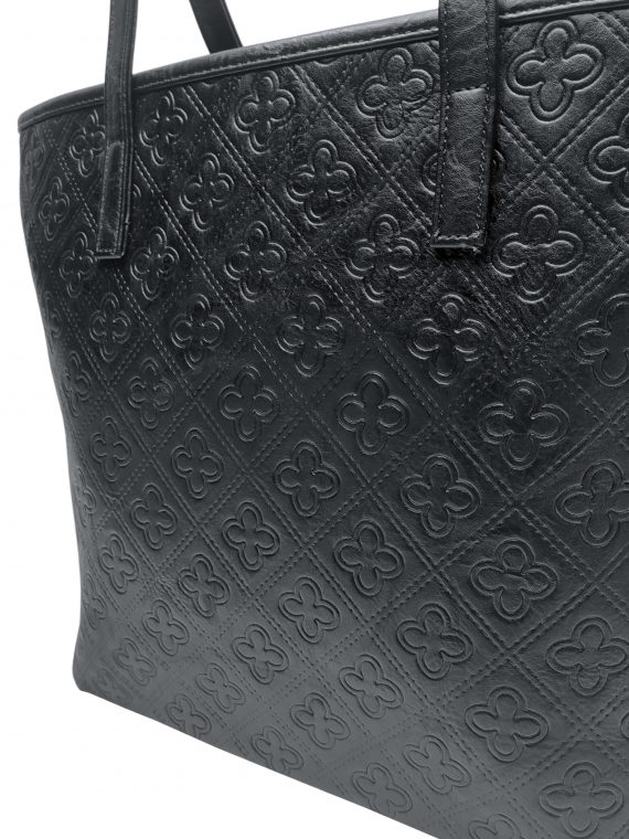 Černá dámská kabelka přes rameno se vzory, Tapple, H22505, detail strany kabelky