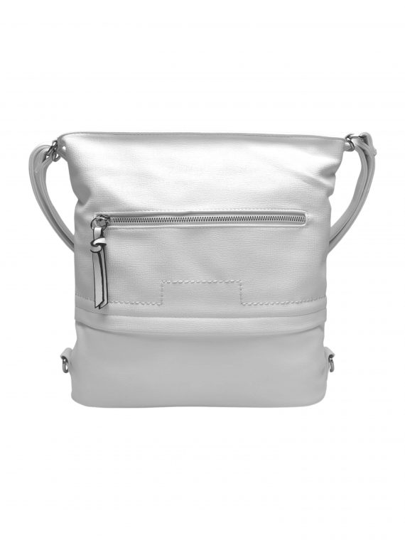 Střední bílý kabelko-batoh 2v1 s praktickou kapsou, Tapple, H190062, přední strana kabelko-batohu 2v1