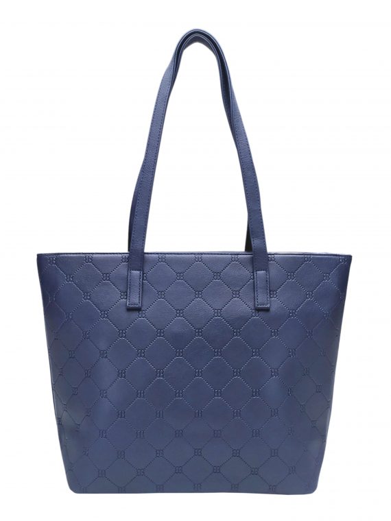 Tmavě modrá kabelka přes rameno s koso vzory, Tapple, H22502, strana kabelky