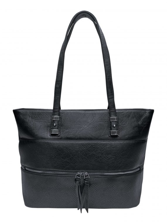 Černá kabelka přes rameno s kapsou, Tapple, H22091, přední strana kabelky